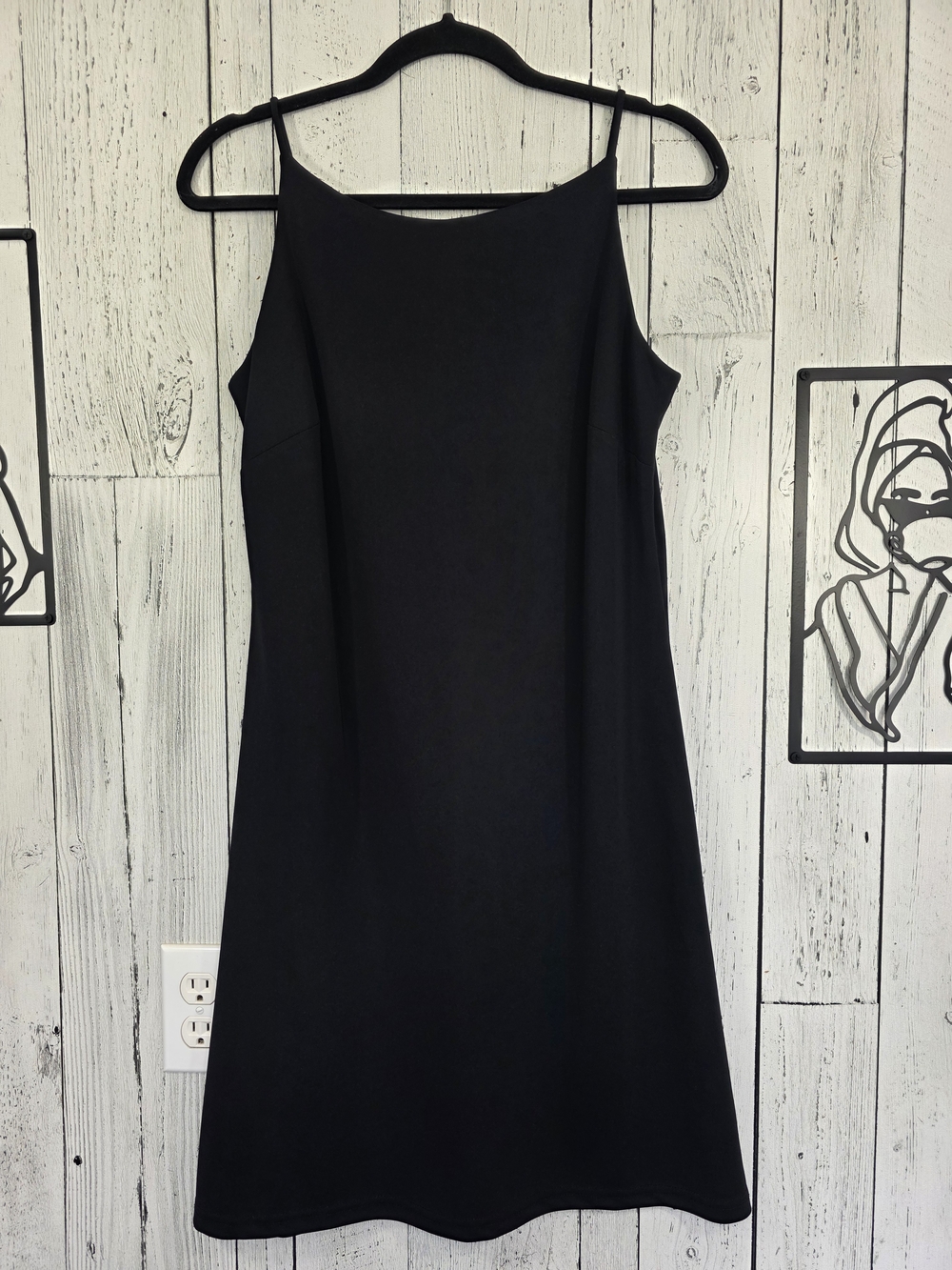 Vintage 90s Black Slip Dress Made in Canada Size 8 Minimalist